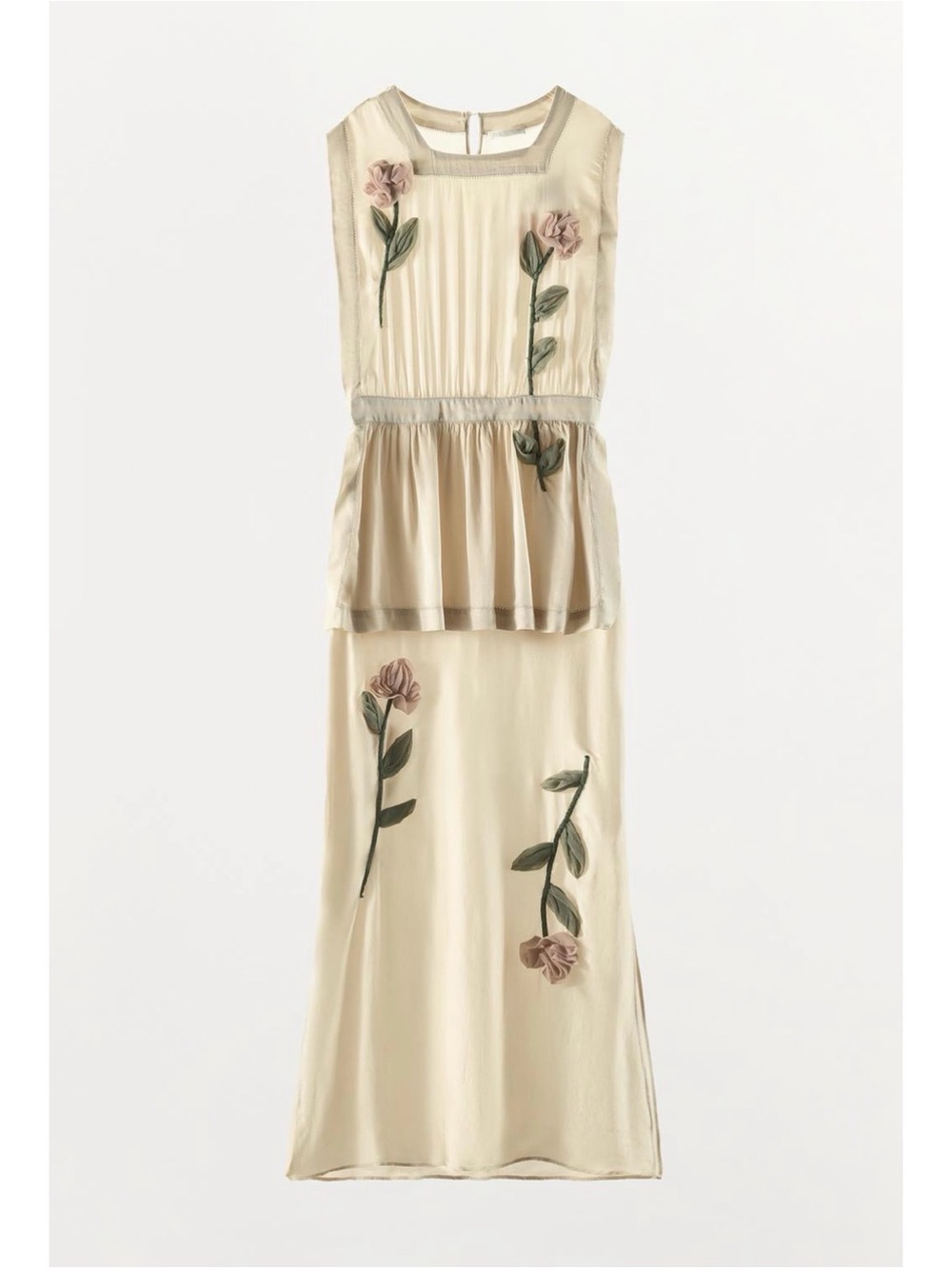 NWT Zara Satin Dress with 3D Flowers 7521/157/712 Small